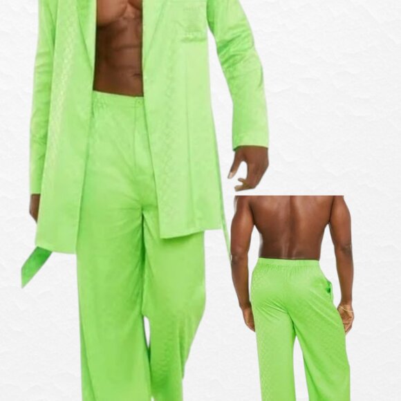 Savage X Fenty Men's Lounge Set Lime Green Smoking Jacket Lounge Pants XL NEW - Picture 1 of 13
